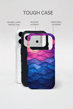 Abstract Ocean Waves iPhone Case — Pink & Blue Gradient Tough Case