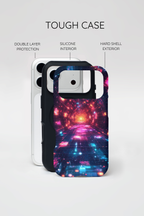 Neon Tunnel Tough iPhone Case — Retro Futuristic Galaxy Design