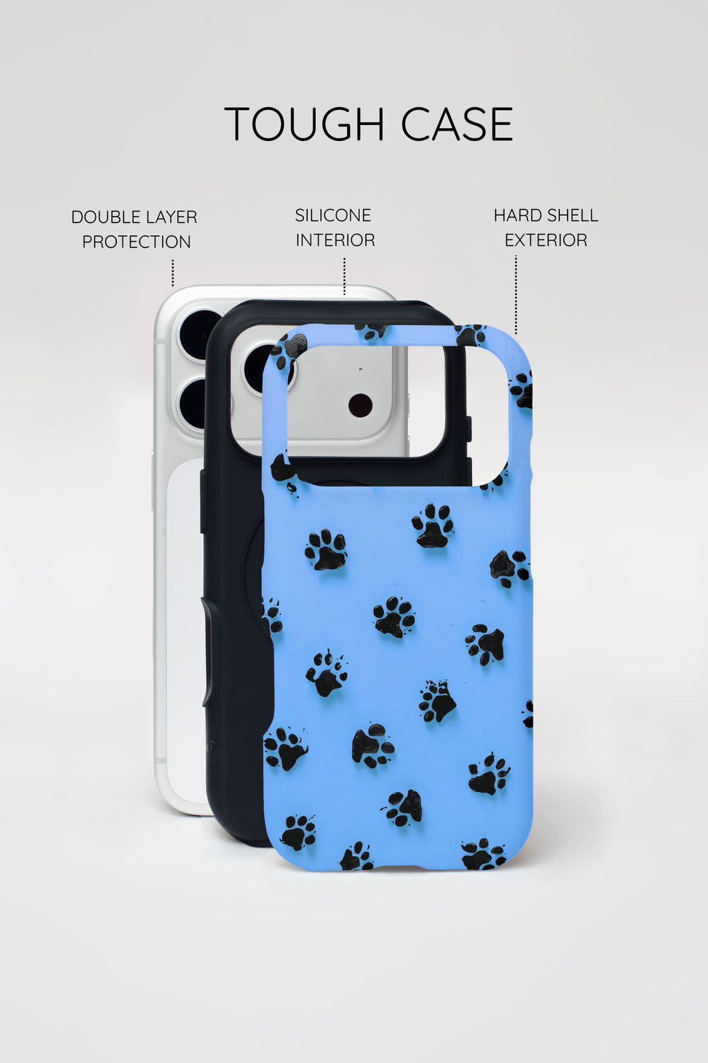 Blue Paw Print Tough iPhone Case — Protective Dog & Cat Lover Cover