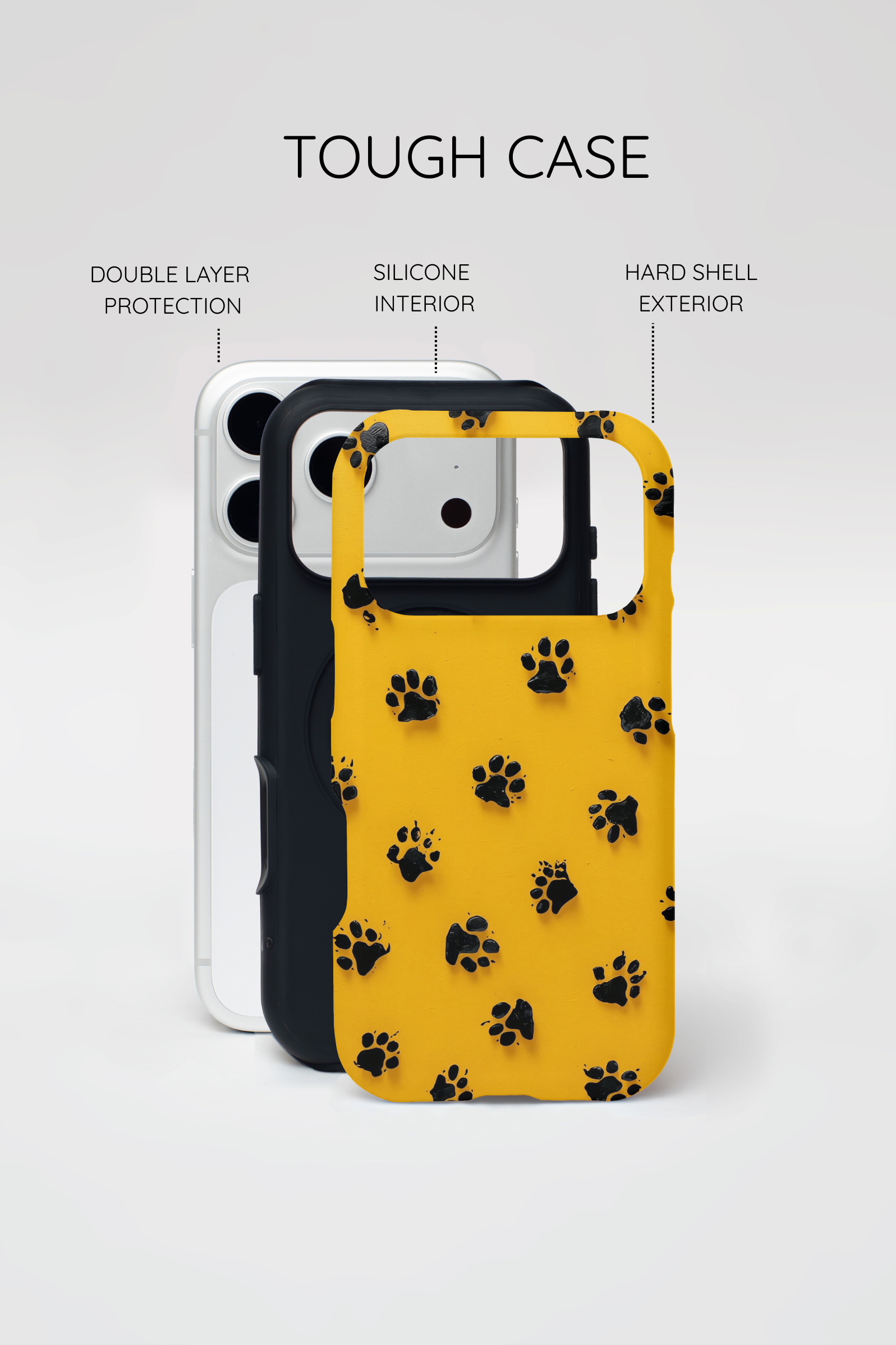 Yellow Paw Print Tough iPhone Case — Protective Dog & Cat Lover Cover
