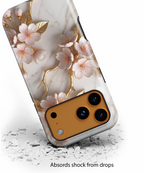 Floral Marble iPhone Case — Sakura Gold Cherry Blossom Tough Case