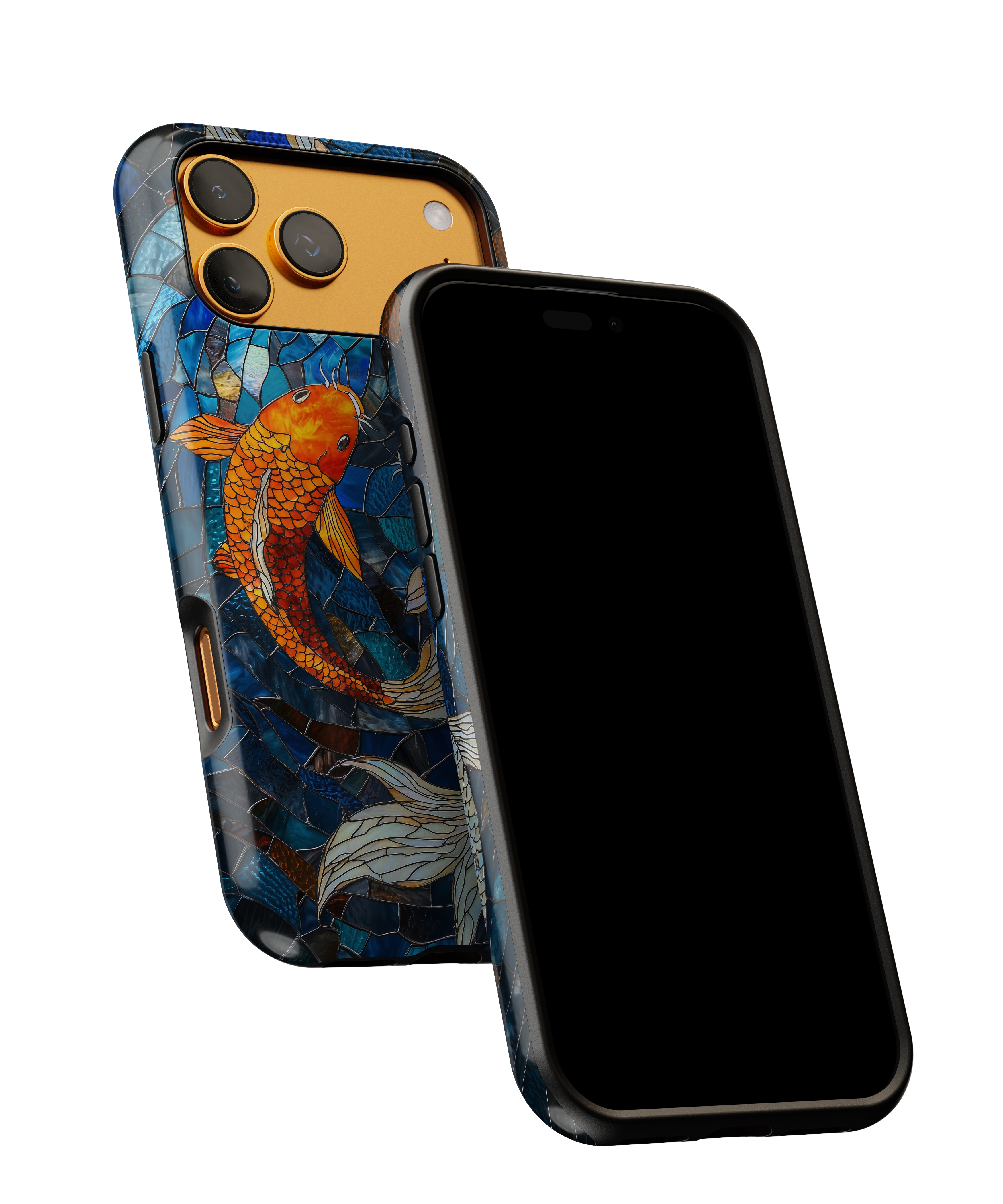 Koi Pond Tough iPhone Case — Stained Glass Lotus & Koi Design