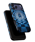 Blue Checkered Tunnel iPhone Case — 3D Optical Illusion Tough Case