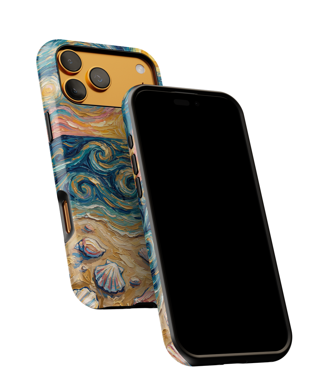 Sunset Ocean Waves MagSafe iPhone Case — Van Gogh‑Style Beach Waves with Shells