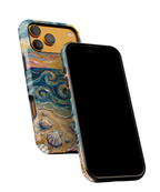 Sunset Ocean Waves MagSafe iPhone Case — Van Gogh‑Style Beach Waves with Shells