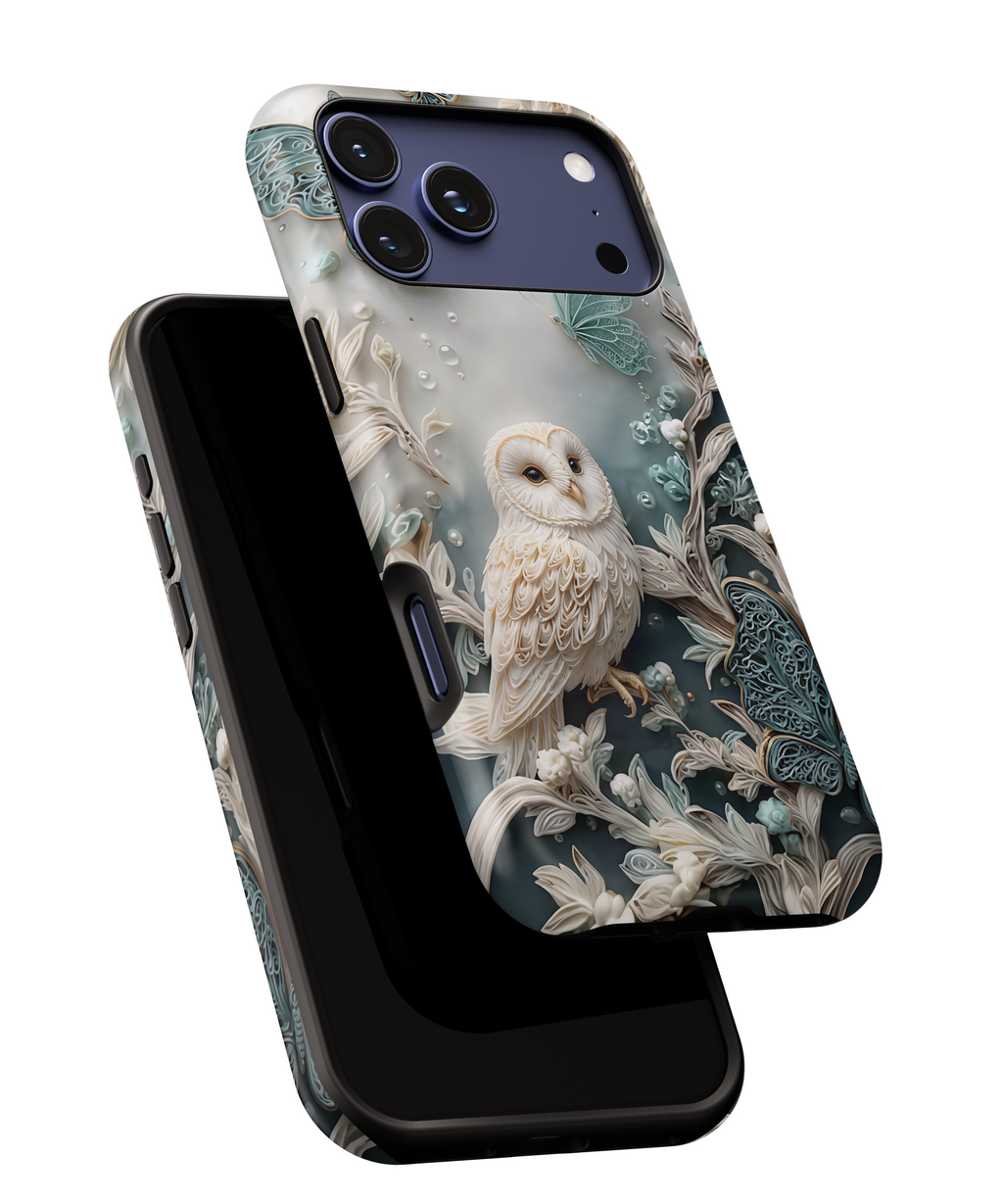 Barn Owl & Butterflies Tough iPhone Case