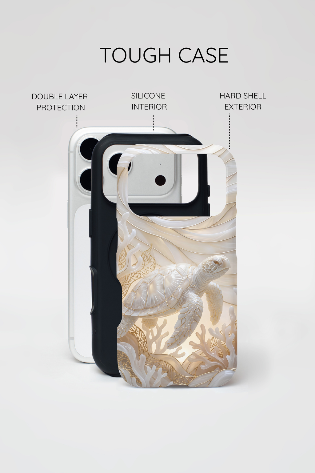 Sea Turtle Tough iPhone Case — Elegant Nautical Coral Design