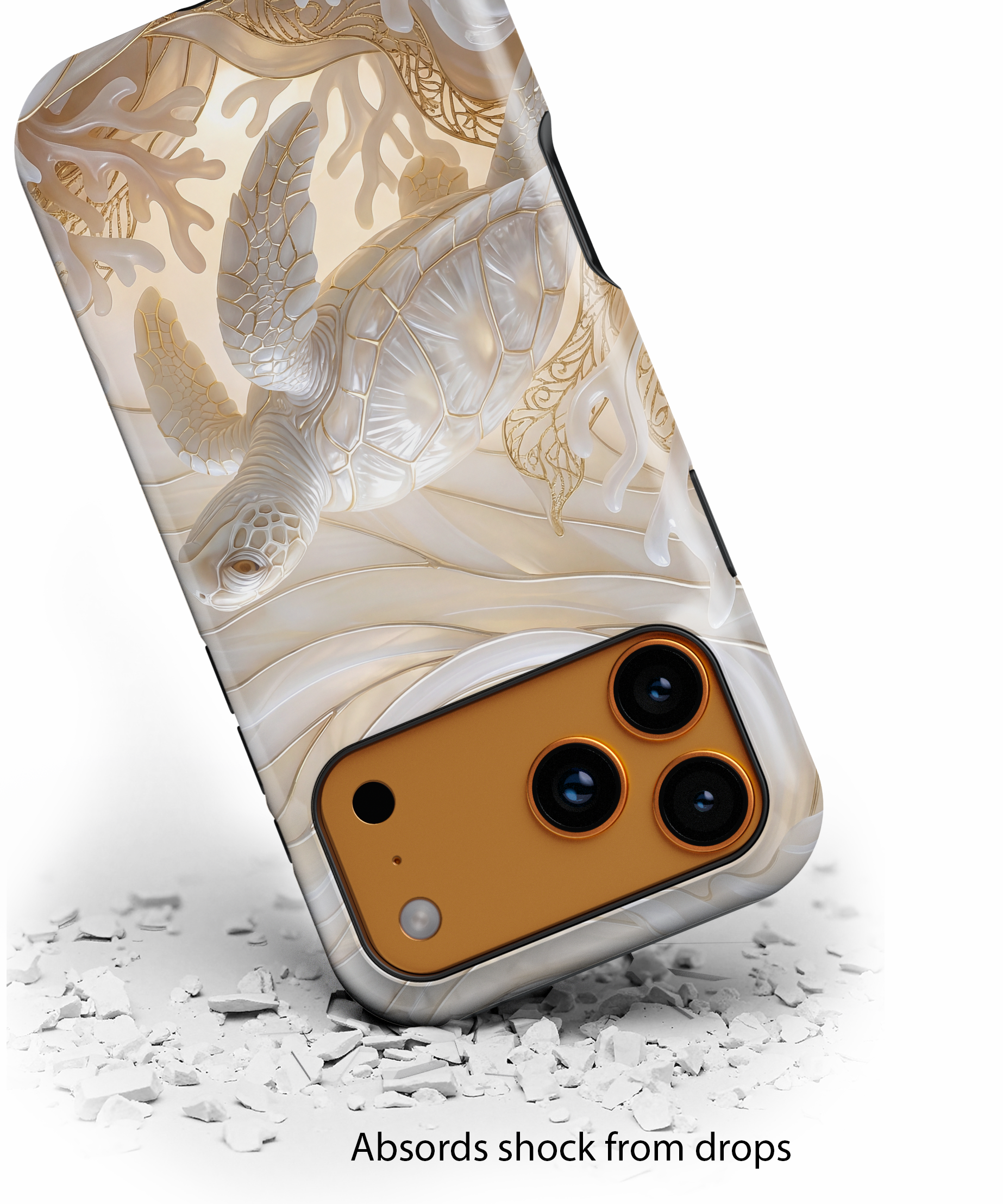 Sea Turtle Tough iPhone Case — Elegant Nautical Coral Design