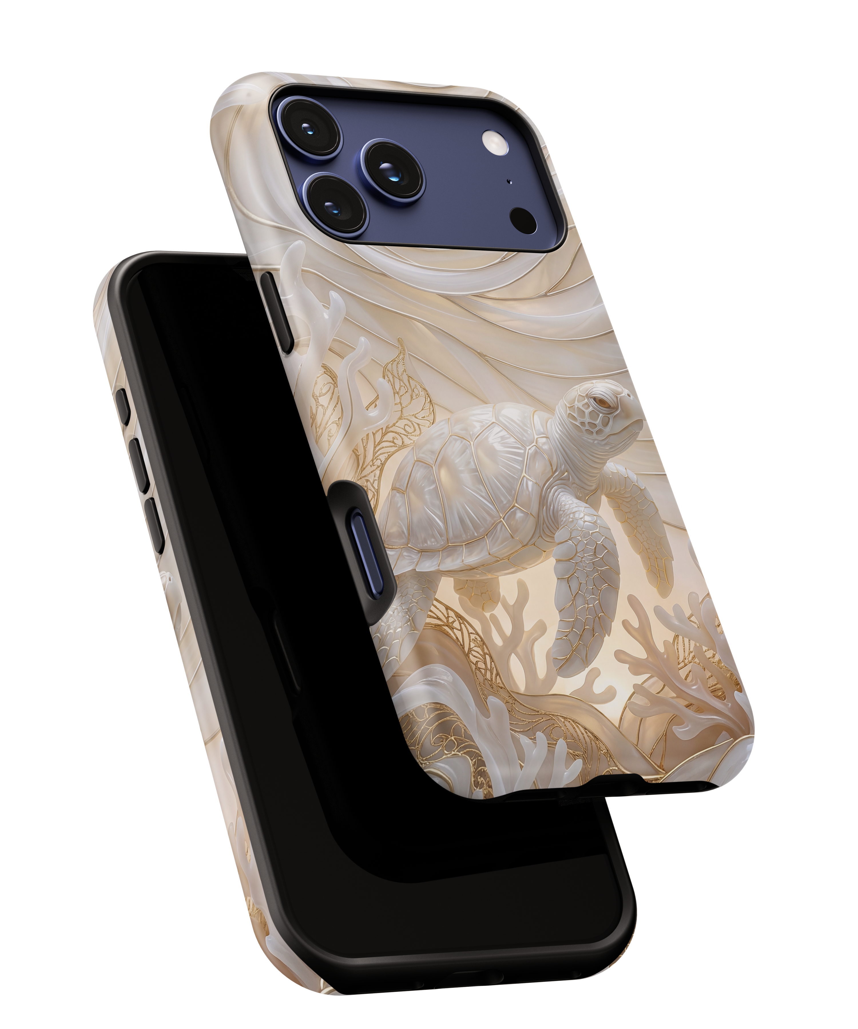 Sea Turtle Tough iPhone Case — Elegant Nautical Coral Design
