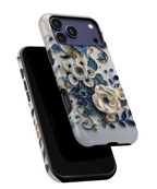 Floral Quilled Art iPhone Case — Blue & Cream Decorative Protection
