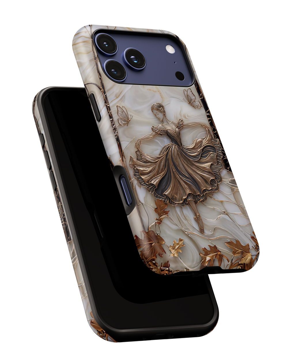 Elegant Bronze Ballerina Dance Design iPhone Case