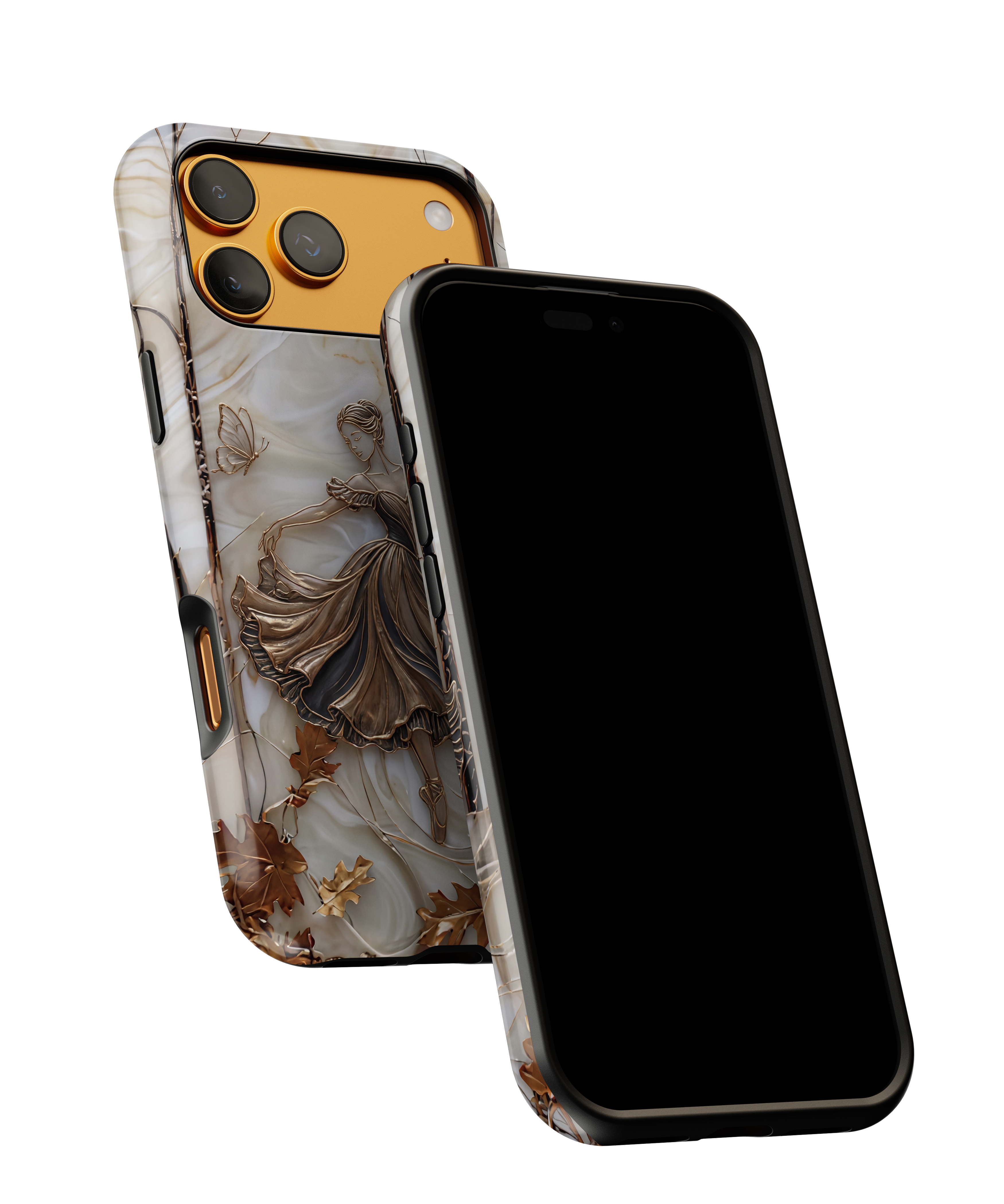 Elegant Bronze Ballerina Dance Design iPhone Case