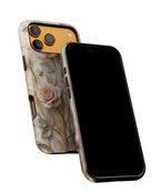 Custodia protettiva resistente per iPhone con motivo floreale rosa cipria vintage