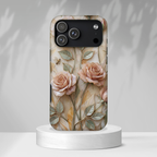Custodia protettiva resistente per iPhone con motivo floreale rosa cipria vintage