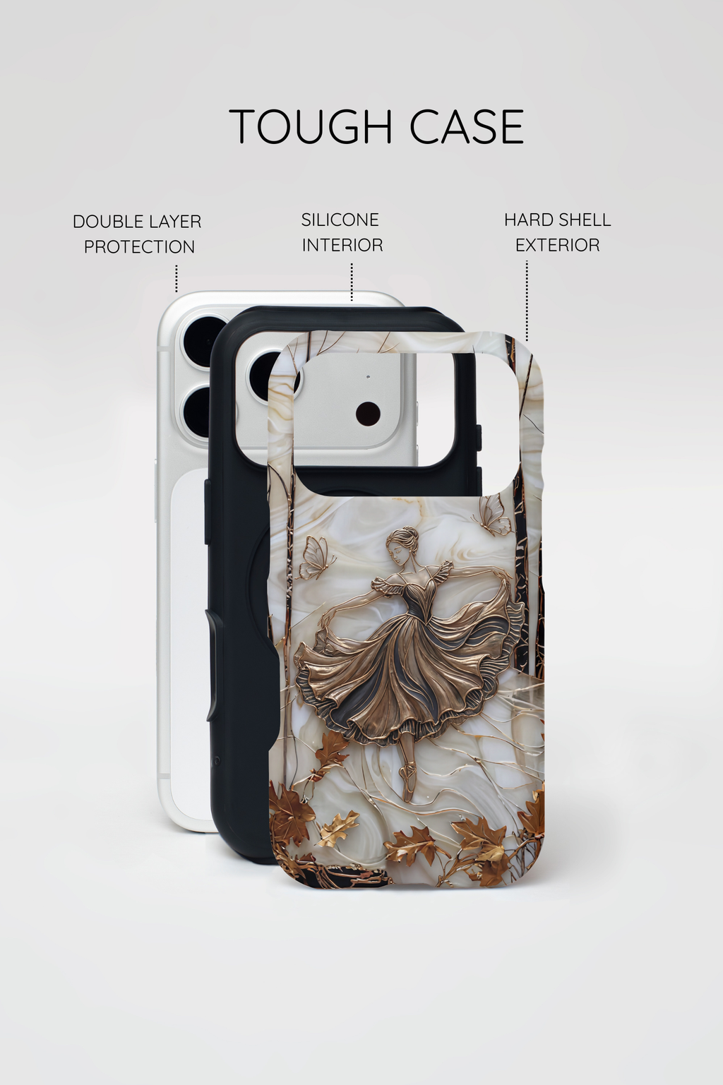 Ballet Dancer Tough MagSafe iPhone Case — Elegant Swirl Art Protective Cover