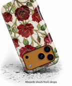 Custodia rigida per iPhone con motivo a rosa rossa — Protezione floreale vintage per iPhone