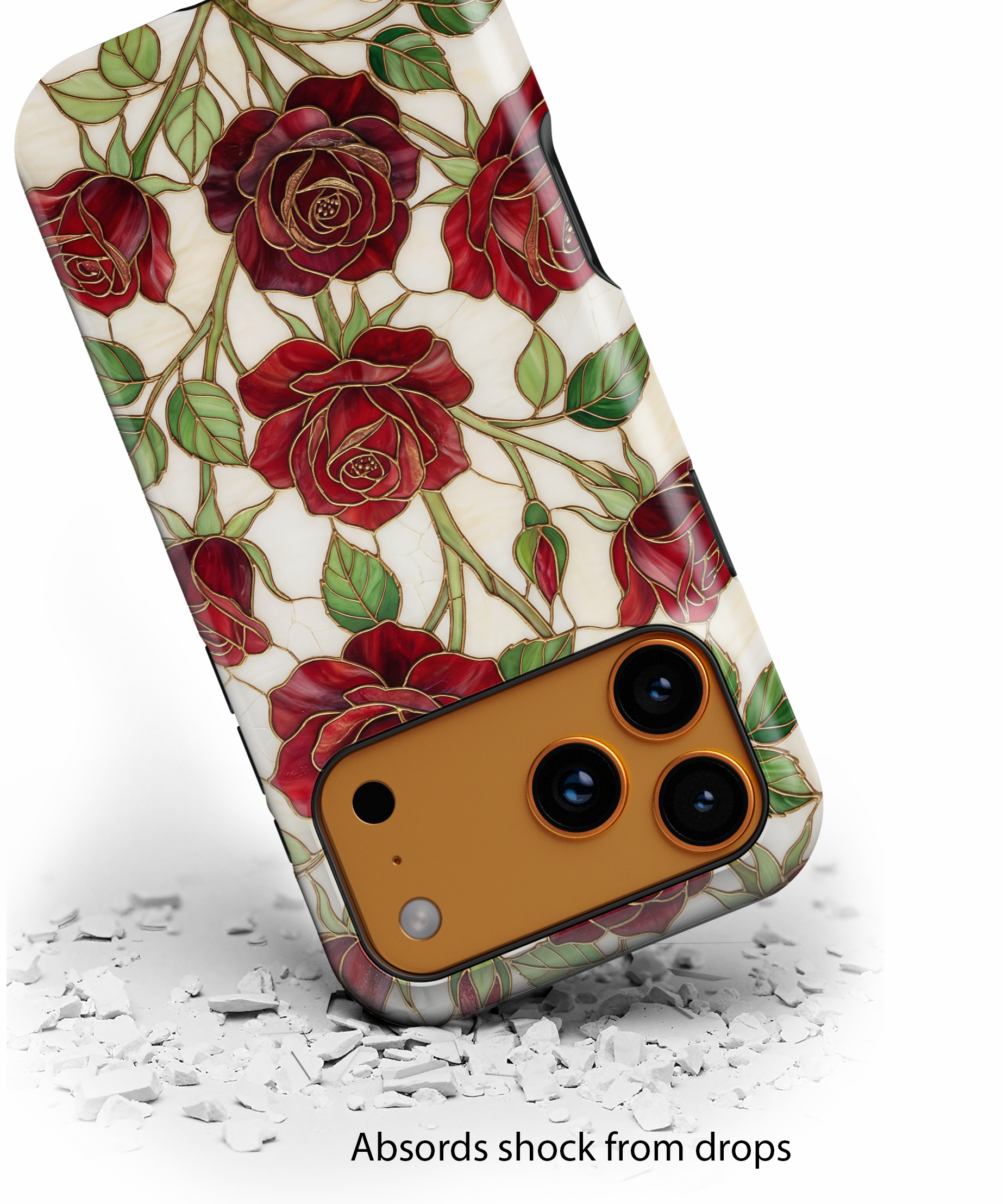 Red Rose Pattern Tough iPhone Case — Vintage Floral iPhone Protection