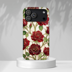 Custodia rigida per iPhone con motivo a rosa rossa — Protezione floreale vintage per iPhone