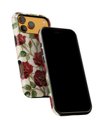 Custodia rigida per iPhone con motivo a rosa rossa — Protezione floreale vintage per iPhone