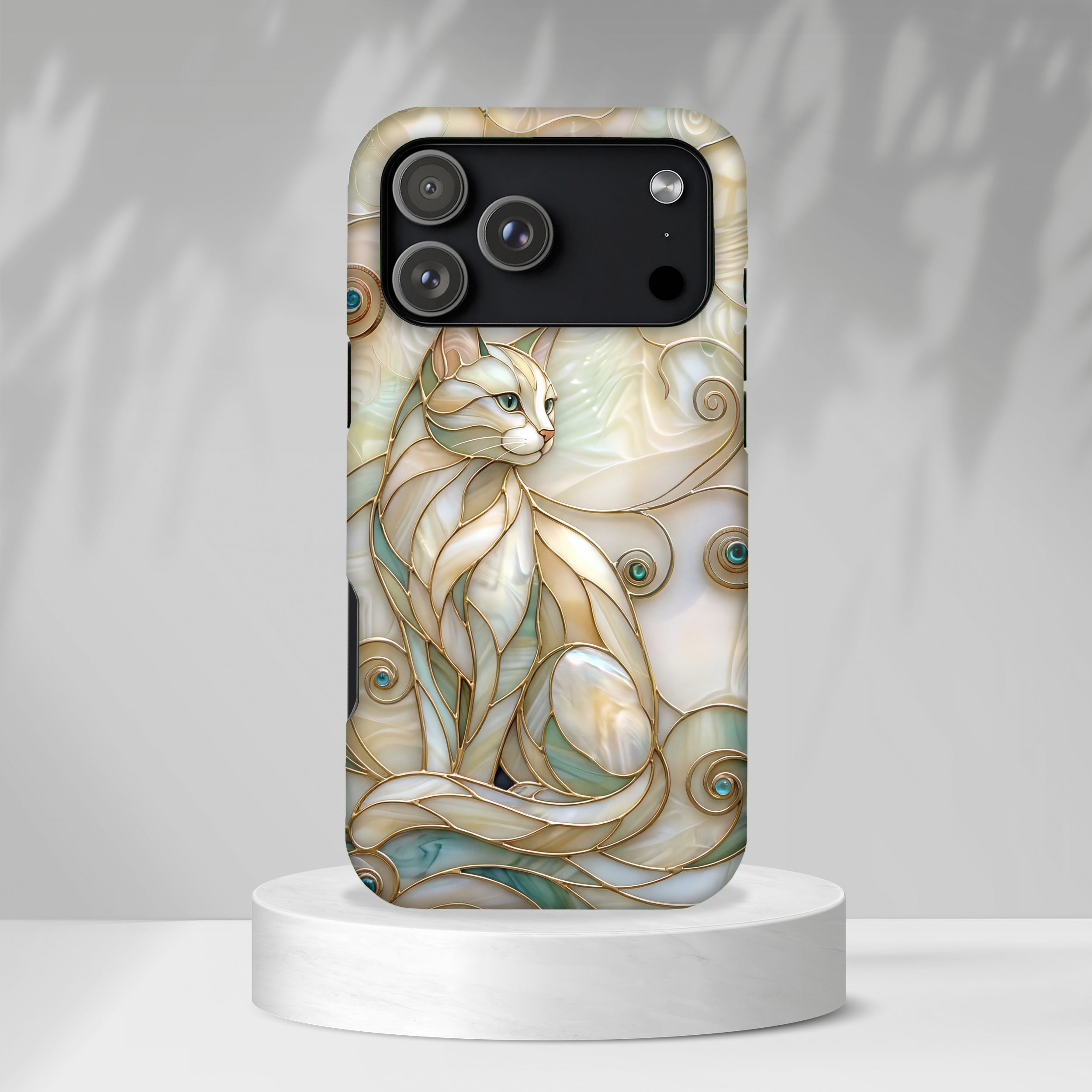 Art Nouveau Cat Phone Case | Elegant Stained-Glass Style Tough MagSafe Case