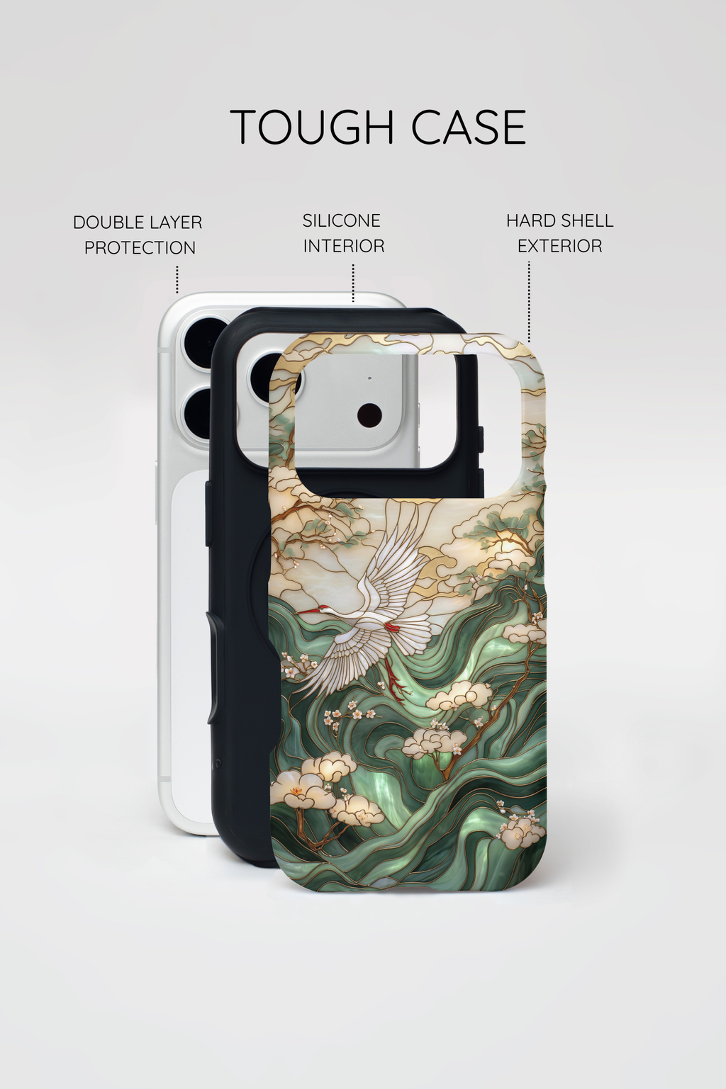 Custodia protettiva per iPhone Cranes &amp; Waves | Cover per telefono ispirata all'arte giapponese