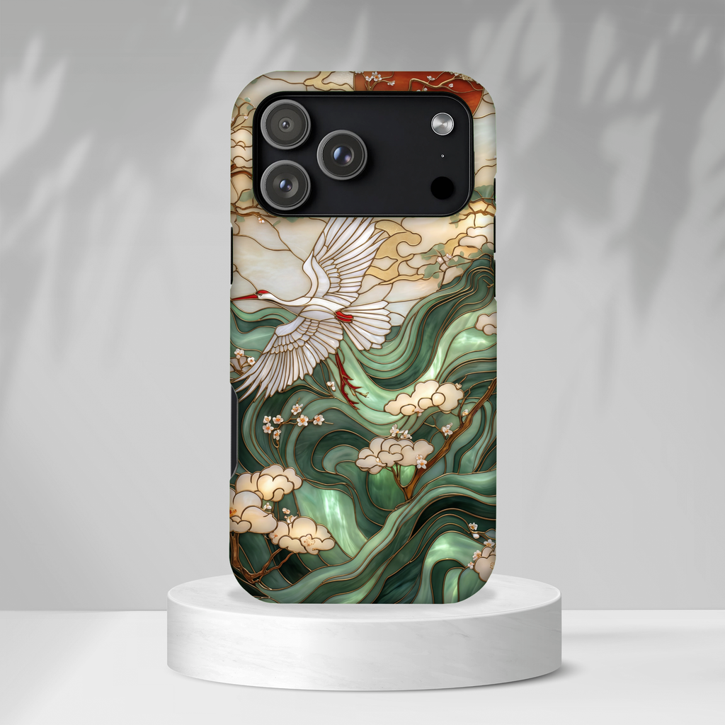 Custodia protettiva per iPhone Cranes &amp; Waves | Cover per telefono ispirata all'arte giapponese