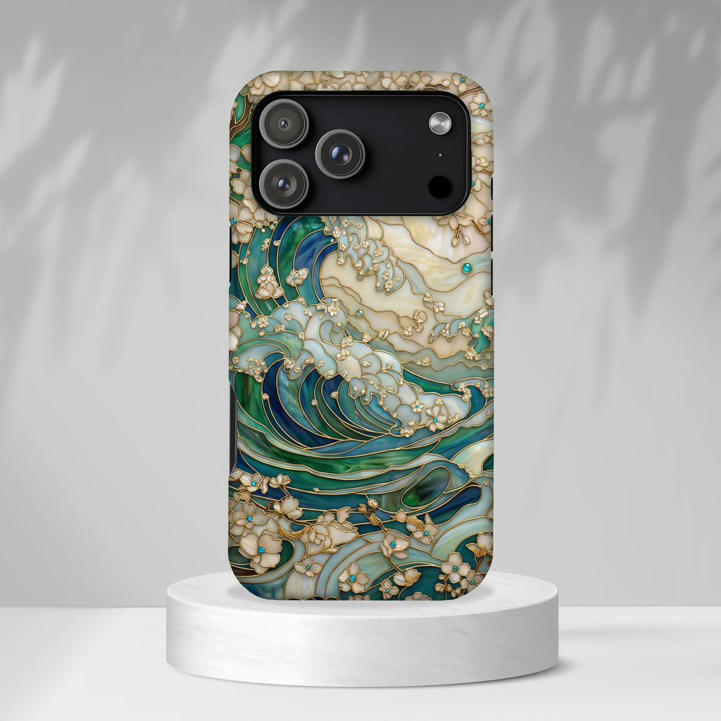 Custodia MagSafe per iPhone Ocean Wave — Custodia resistente con design artistico color acquamarina