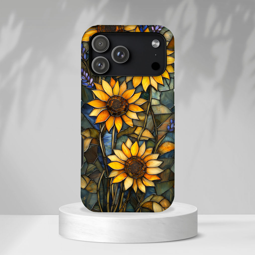 Sunflower Stained Glass Tough iPhone Case | Floral Protective Cover