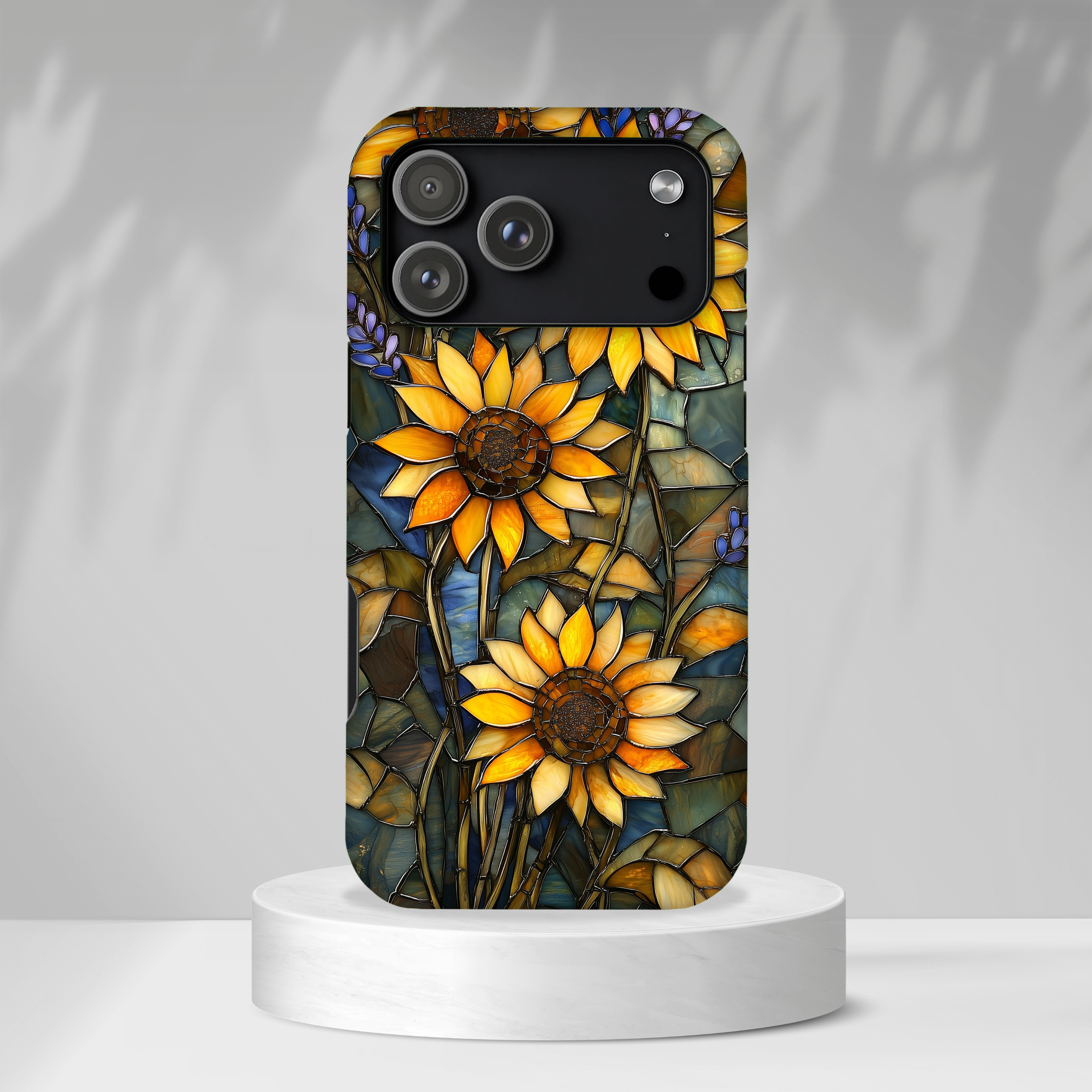 Sunflower Stained Glass Tough iPhone Case | Floral Protective Cover