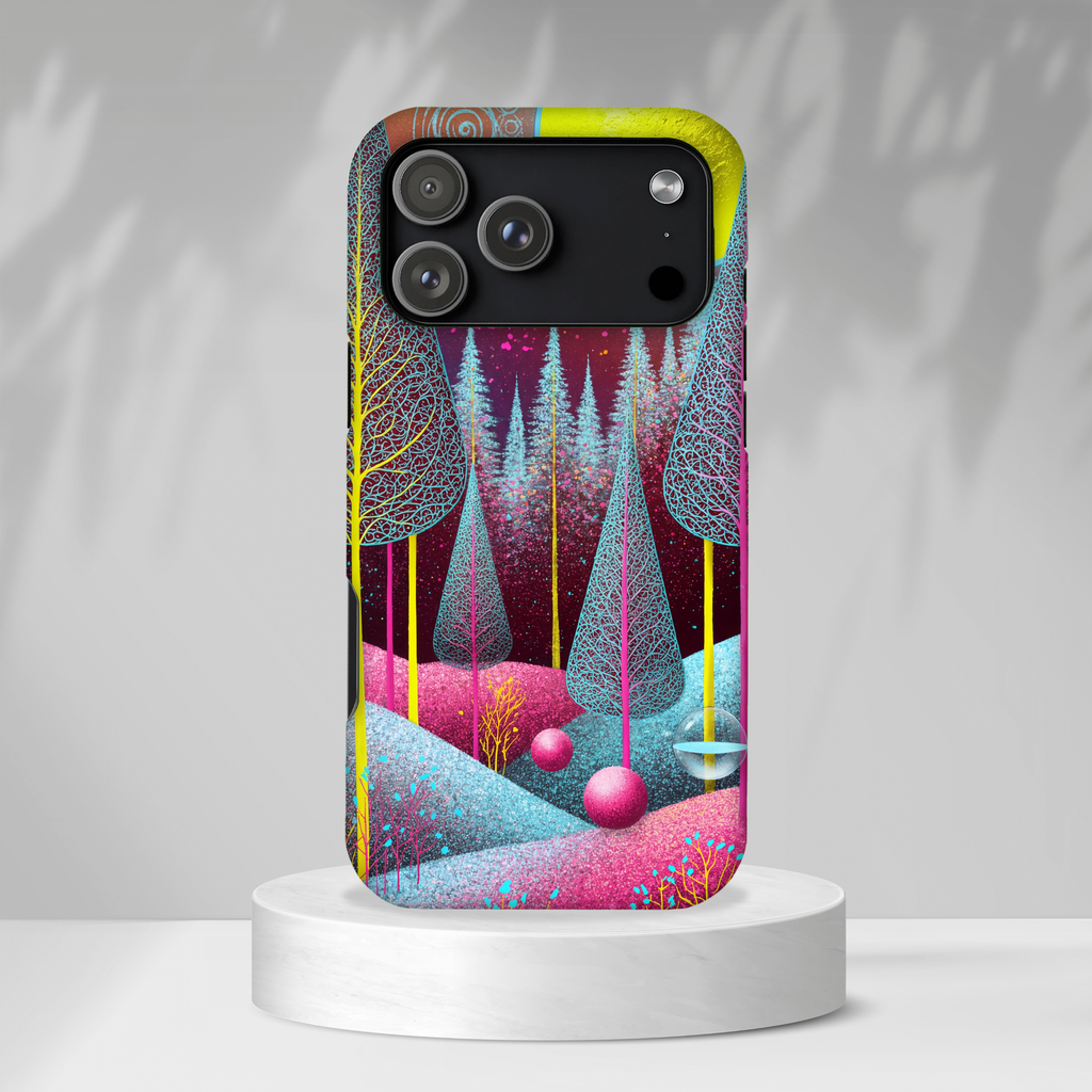 Neon Dreamscape Forest iPhone Case