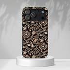 Batik Floral Black Ornate Daisies Tough iPhone Case