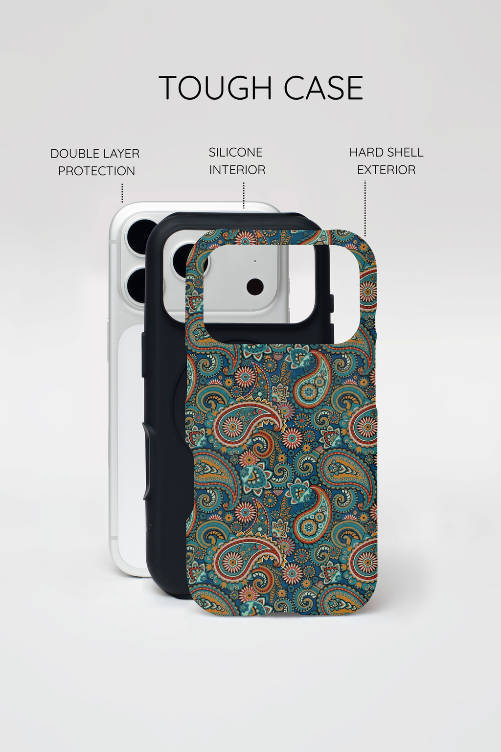 Custodia per iPhone Batik Teal Paisley Tough MagSage