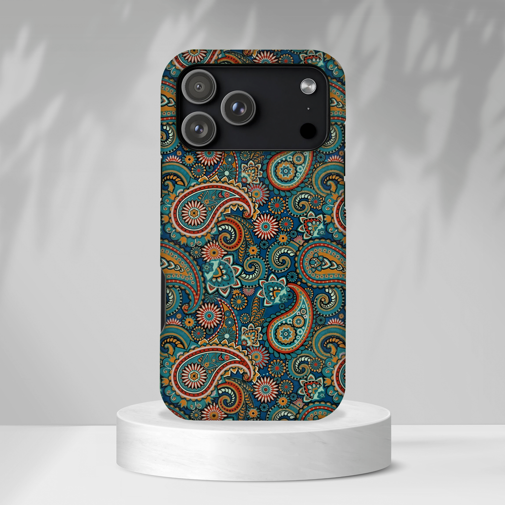 Custodia per iPhone Batik Teal Paisley Tough MagSage