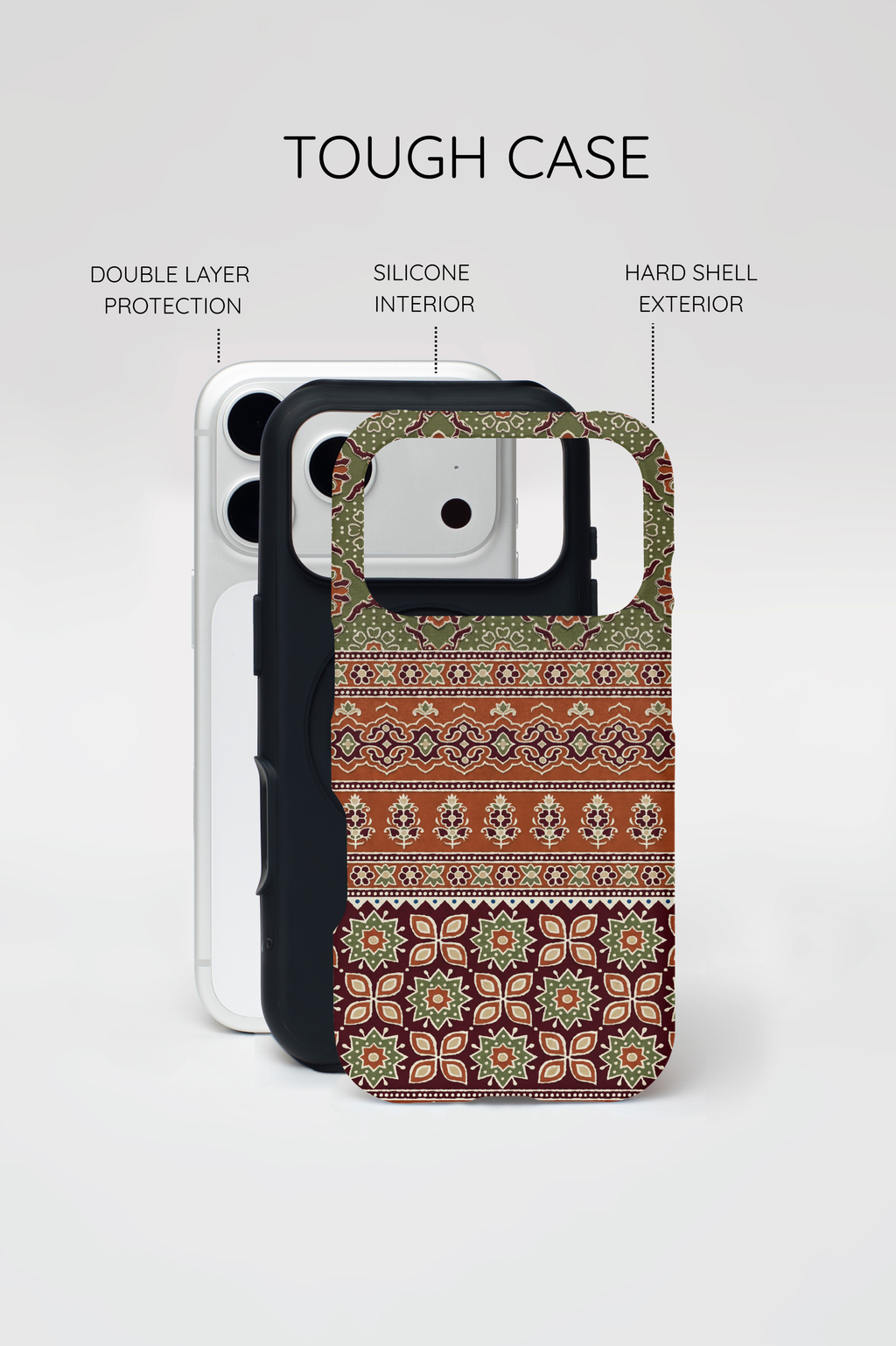 Batik Floral Protective Tough MagSafe iPhone Case