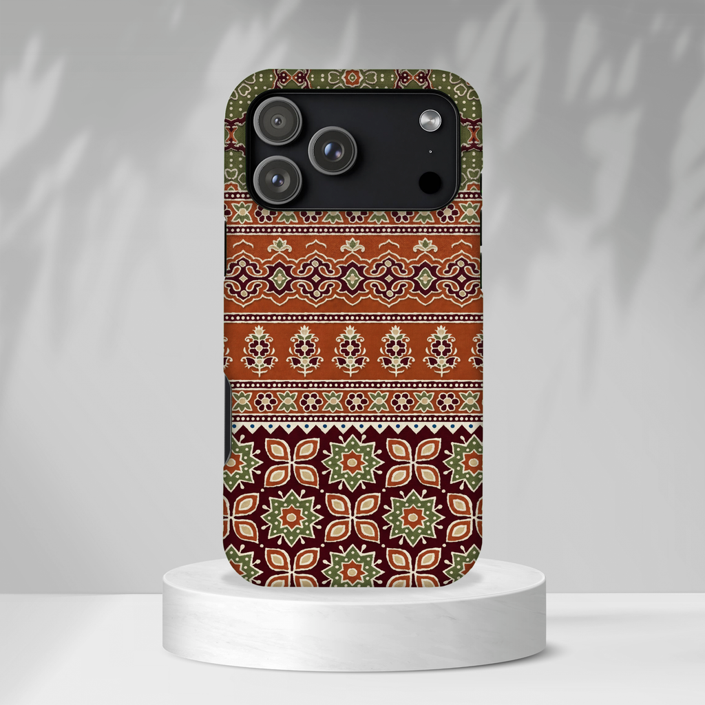 Batik Floral Protective Tough MagSafe iPhone Case