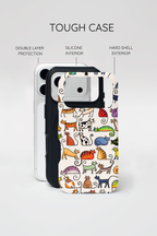 Cat Pattern Tough iPhone Case | Colourful Cartoon Cats