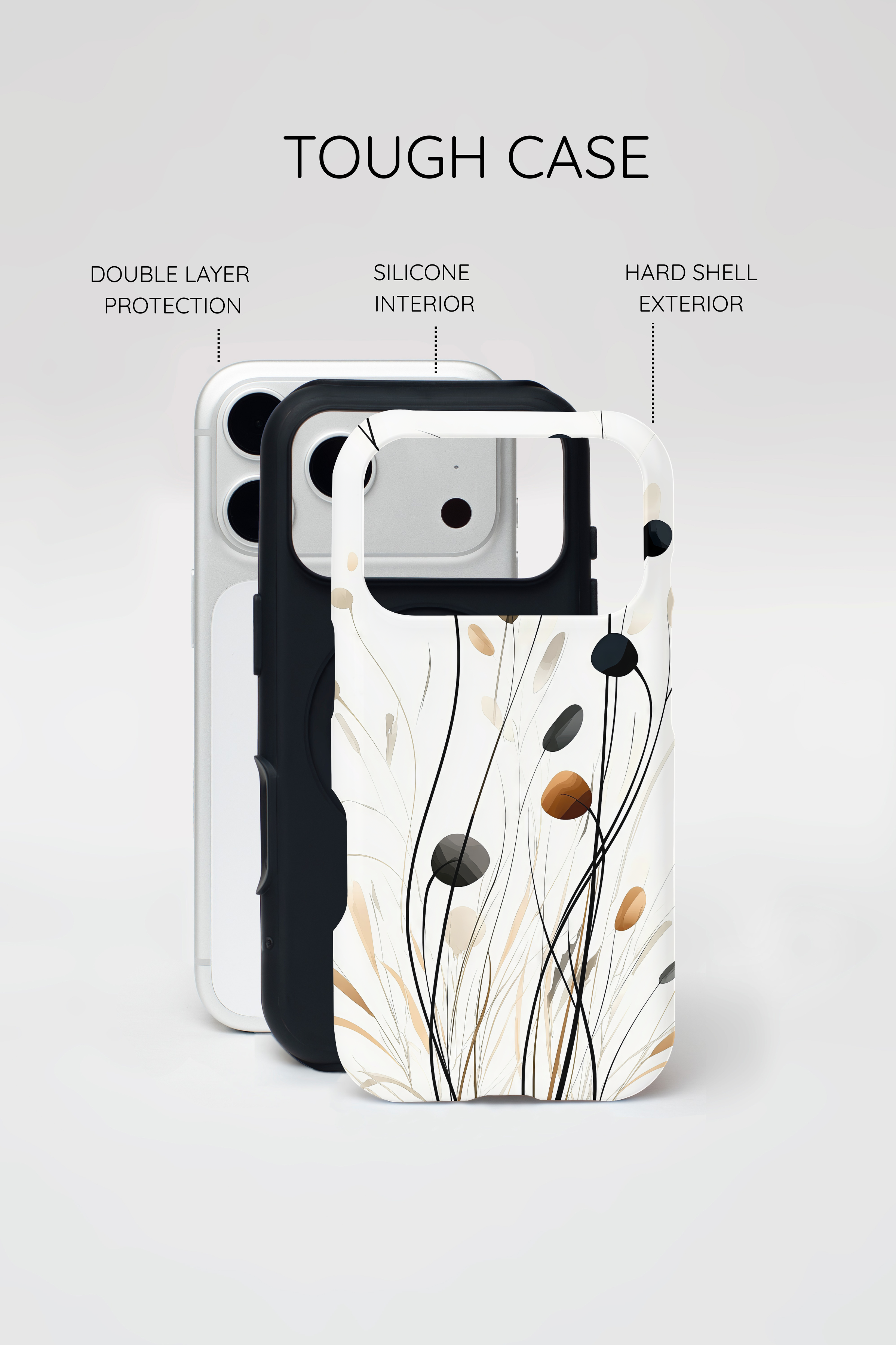 Custodia MagSafe per iPhone Floral Breeze | Design botanico neutro minimale