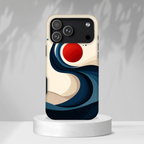 Abstract Wave MagSafe iPhone Case | Red Sun Ocean Art