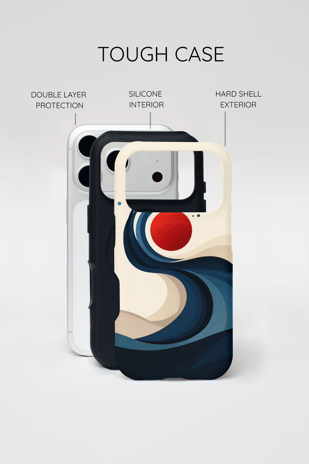 Abstract Wave MagSafe iPhone Case | Red Sun Ocean Art