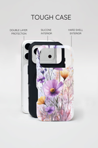 Floral Watercolour Tough iPhone Case | Purple & Yellow Wildflowers