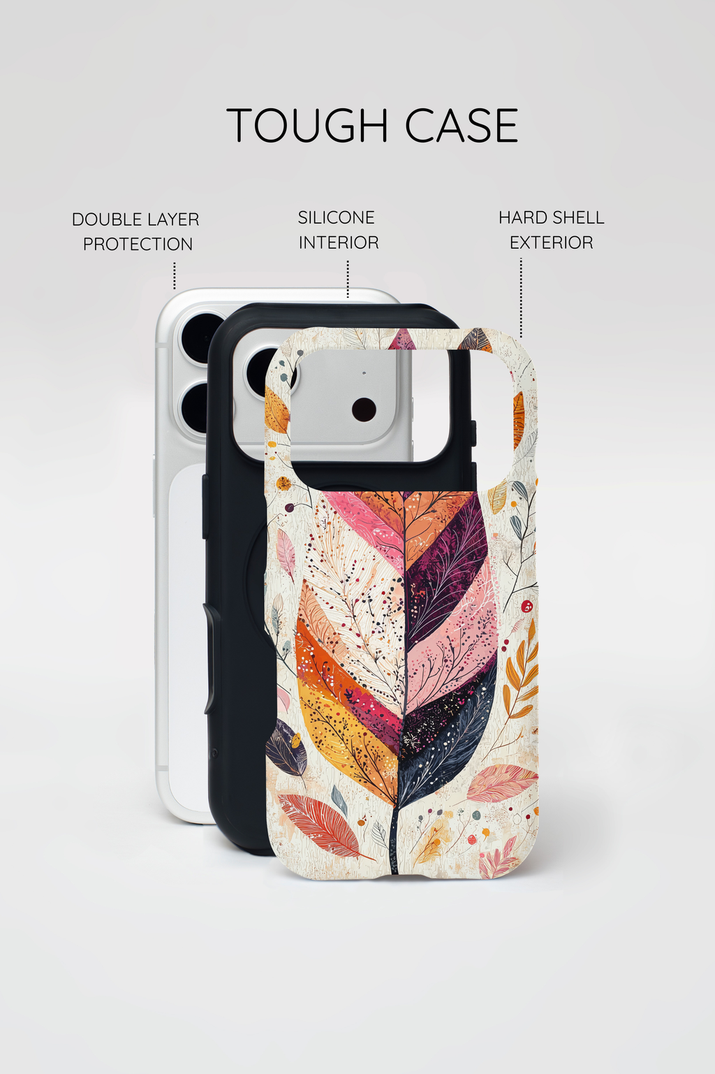 Custodia MagSafe resistente per iPhone Autumn Leaf | Design autunnale con piume ad acquerello