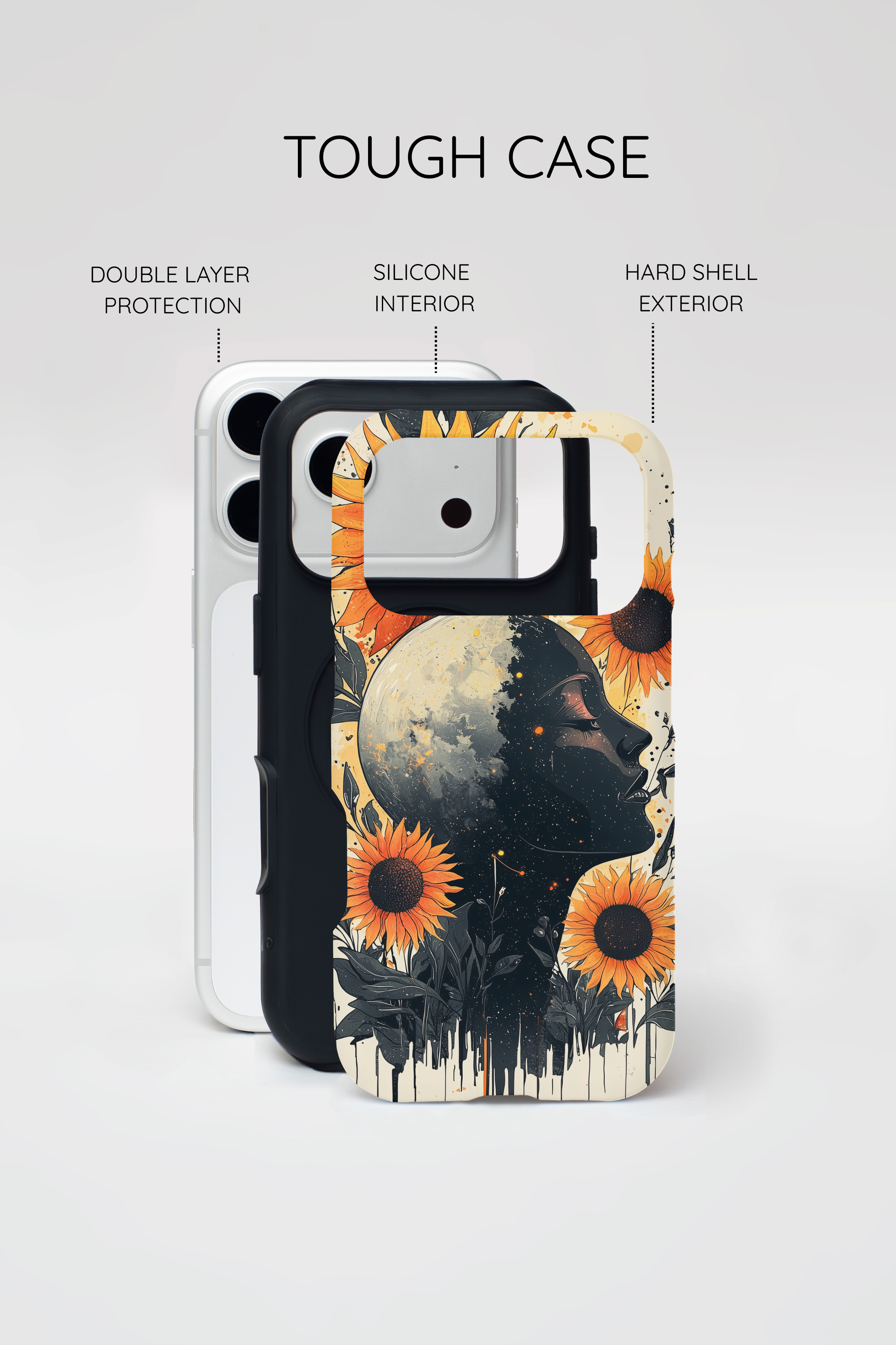 Sunflower Moon Art iPhone Case | Floral Celestial