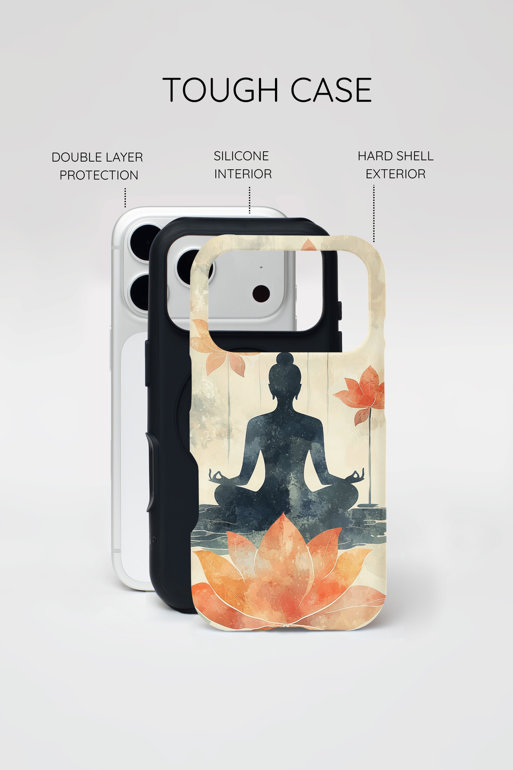 Custodia MagSafe per iPhone Yoga Lotus | Silhouette meditativa