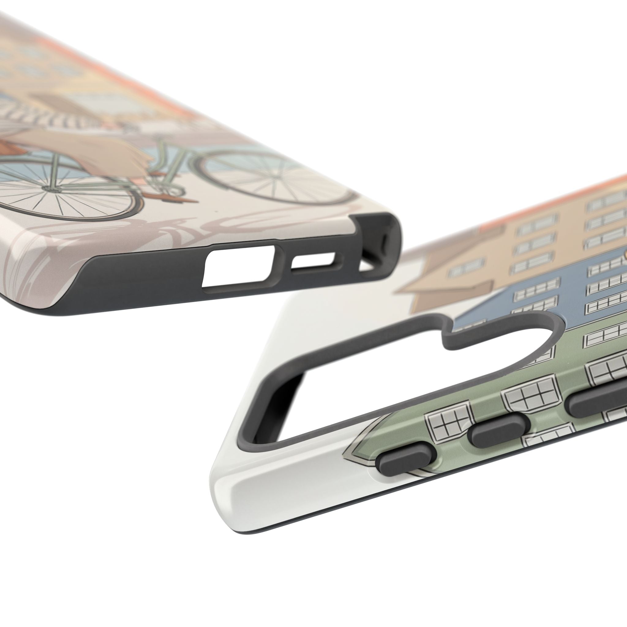 City Bike Samsung Galaxy Phone Case | Cozy European Street Illustration Tough Cases