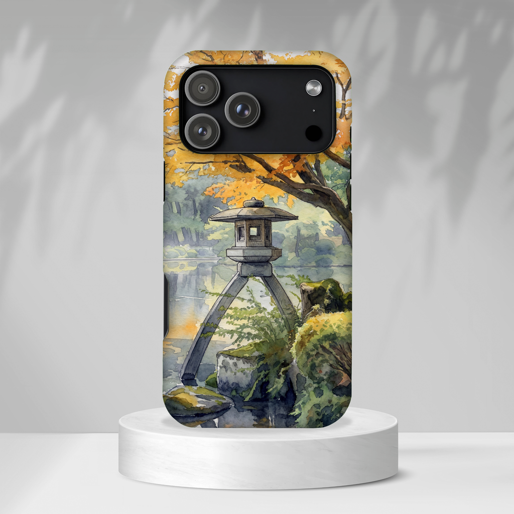 Autumn Japanese Garden MagSafe iPhone Case | Scenic Lantern Fall