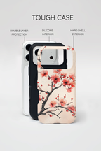 Cover MagSafe per iPhone con fiori di ciliegio | Motivo ramo floreale rosa