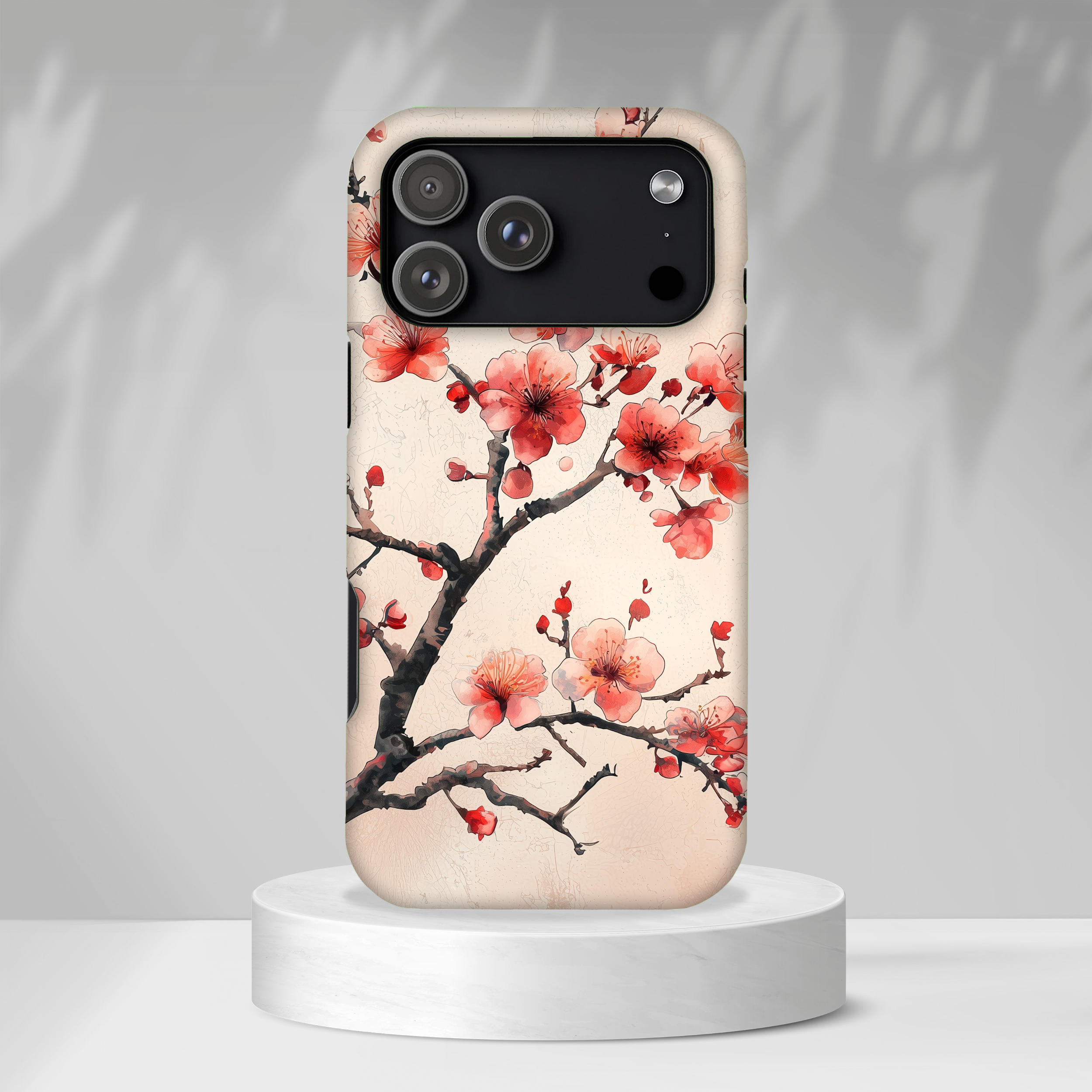 Cover MagSafe per iPhone con fiori di ciliegio | Motivo ramo floreale rosa