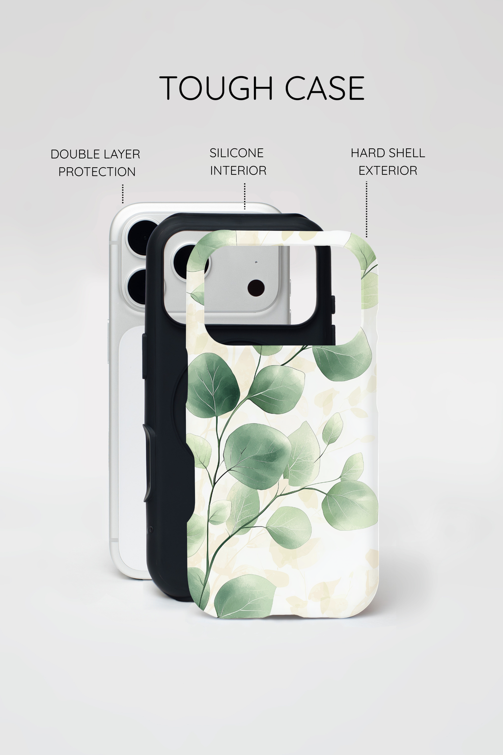 Botanical Eucalyptus Tough MagSafe iPhone Case | Green Watercolour Leaf