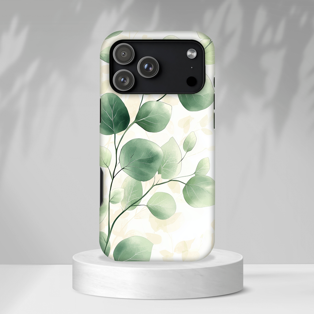 Botanical Eucalyptus Tough MagSafe iPhone Case | Green Watercolour Leaf