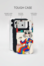 Retro Cafe iPhone Case | Colourful Chic Woman Illustration